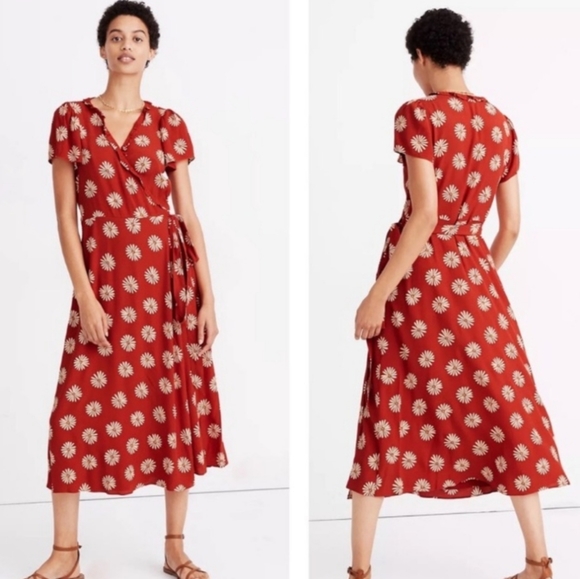 Madewell Daisy Daydream Ruffle Edge Wrap Dress Small - Picture 1 of 12